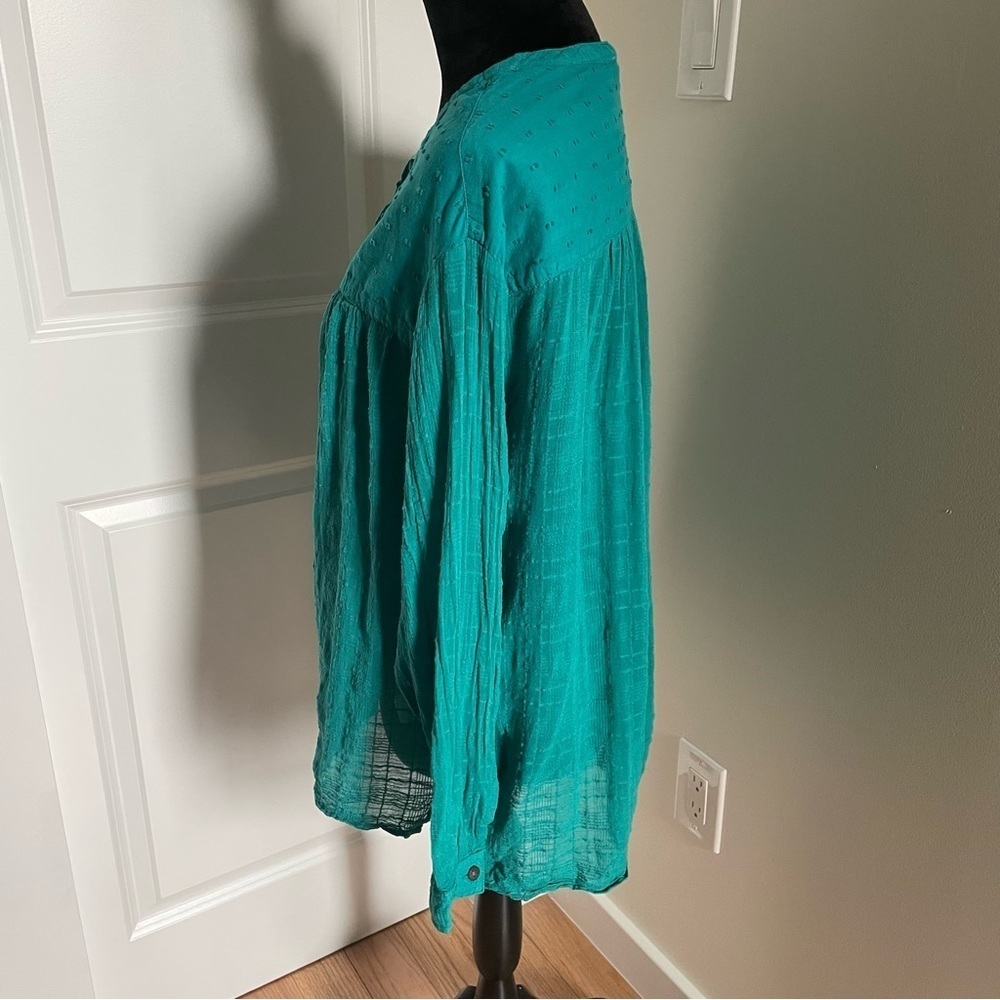 Anthropologie Pilcro Mila Draped Swiss Dot Button Down Cotton Blouse EUC Small - Picture 5 of 11